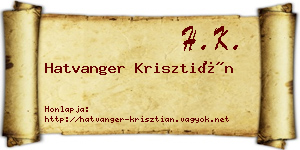 Hatvanger Krisztián névjegykártya